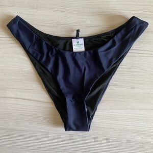 J. Crew NWT Women’s Curved Waist Cheeky Bikini Bottom Navy 50 UPF Protection NEW